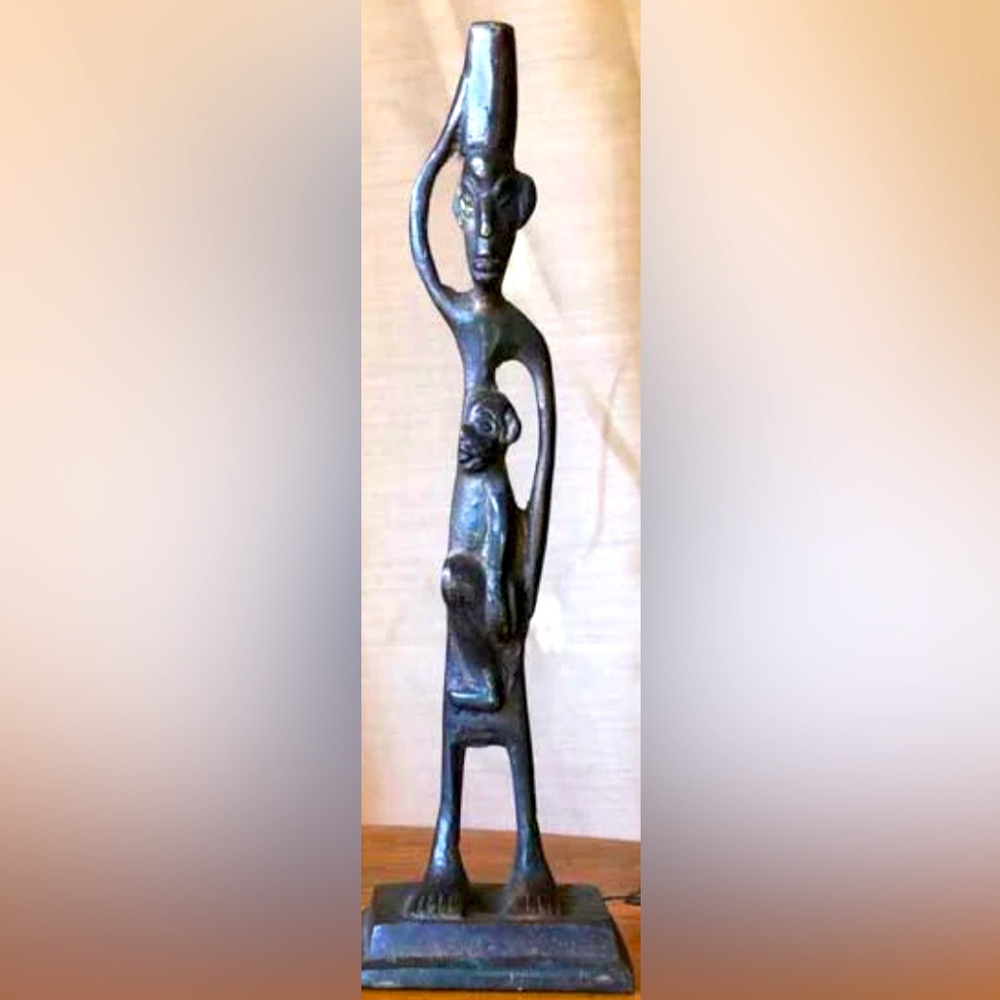 Vintage Metal Sculpture Decor Conversation Piece dark brown